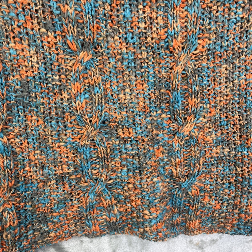Berretti Sweater Women's S Alpaca Wool Blend Cable Knit Open‎ Weave Orange Italy - Picture 4 of 7